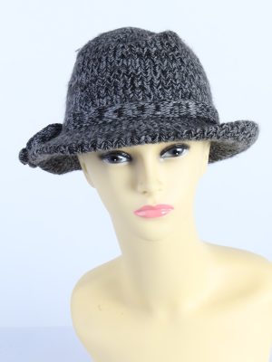 Vintage 1980s Fashion Womens Brim Knit Hat Grey HAT1124-0