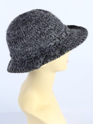 Vintage 1980s Fashion Womens Brim Knit Hat Grey HAT1124-123526