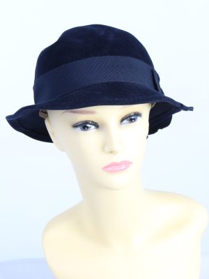 Vintage H.T.B. Hutmanufactur 1990s Fashion Womens Trilby Hat Navy HAT1173-0
