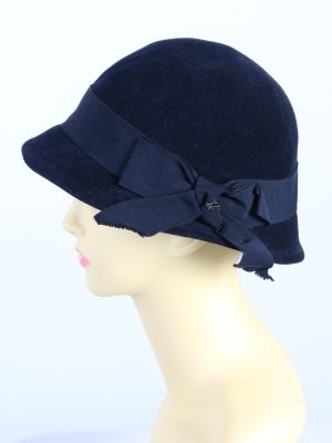 Vintage H.T.B. Hutmanufactur 1990s Fashion Womens Trilby Hat Navy HAT1173-124285