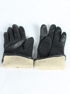 Vintage Womens Leather Gloves Lined Black G88-125397
