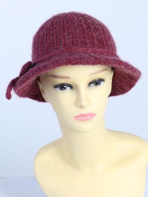 Vintage 1980s Fashion Womens Knit Brim Hat Bordeaux HAT1309-0