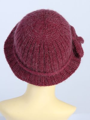 Vintage 1980s Fashion Womens Knit Brim Hat Bordeaux HAT1309-126120