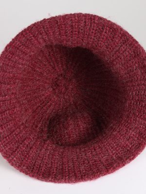 Vintage 1980s Fashion Womens Knit Brim Hat Bordeaux HAT1309-126121