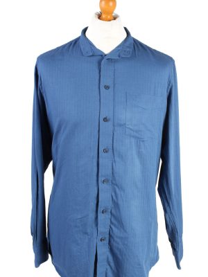 Vintage Walbusch Trendline Mens Long Sleeve Shirt Chest 46" Blue SH3940-0