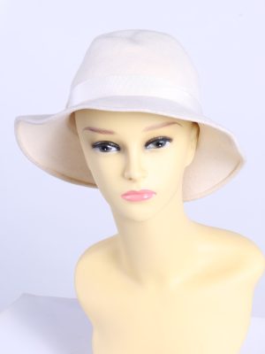 Vintage C&A 1990s Fashion Womens Trilby Ribbon Hat White HAT1351-0