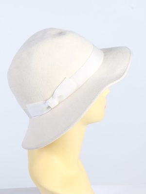 Vintage C&A 1990s Fashion Womens Trilby Ribbon Hat White HAT1351-126908