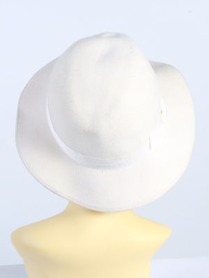 Vintage C&A 1990s Fashion Womens Trilby Ribbon Hat White HAT1351-126909