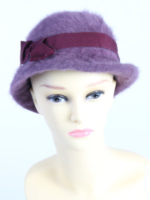 Vintage K Collection 1990s Fashion Womens Brim Furry Hat Purple HAT1358-0