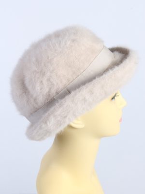 Vintage 1990s Fashion Womens Brim Furry Hat Beige HAT1359-126940