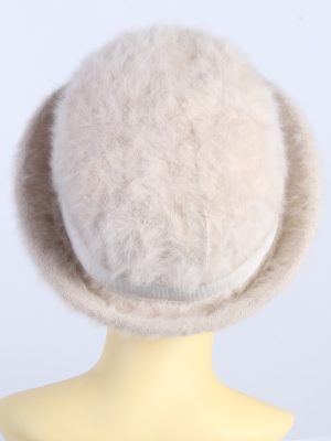 Vintage 1990s Fashion Womens Brim Furry Hat Beige HAT1359-126941