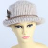 Vintage 1980s Fashion Womens Brim Knit Hat Beige HAT1367-0
