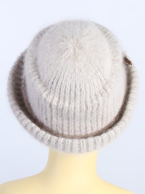 Vintage 1980s Fashion Womens Brim Knit Hat Beige HAT1367-126973