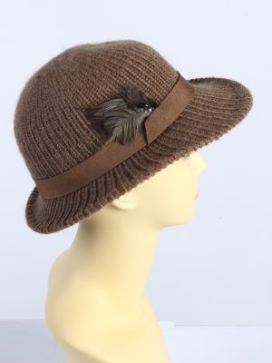 Vintage 1980s Fashion Womens Brim Knit Hat Brown HAT1371-126988