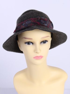 Vintage 1990s Fashion Womens Trilby Ribbon Hat Khaki HAT1383-0
