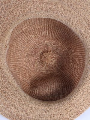 Vintage 1980s Fashion Womens Brim Knitted Pattern Hat Brown HAT1394-127758