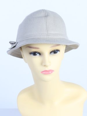 Vintage 1980s Fashion Womens Brim Lined Hat With Ribbon Grey HAT1425-0