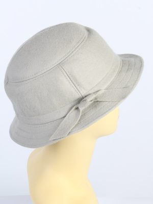 Vintage 1980s Fashion Womens Brim Lined Hat With Ribbon Grey HAT1425-127884