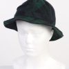 Vintage 1970s Fashion Unisex Brim Soft Checkered Hat Wool Blended Green HAT1463-0