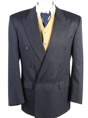 Vintage Schulze Classic Lined Wool Blended Blazer Jacket Chest 44" Navy HT2742-0