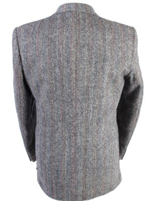 Vintage Harris Tweed Classic Windowpane Blazer Jacket Chest 42" Grey HT2753-128030