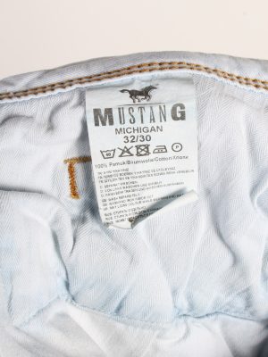 Vintage Mustang Michigan Mid Waist Unisex Denim Jeans W31 L30 Ice Blue J4652-127630