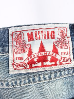 Vintage Mustang Identification Mid Waist Unisex Denim Jeans W33 L31.5 Mid Blue J4665-127681
