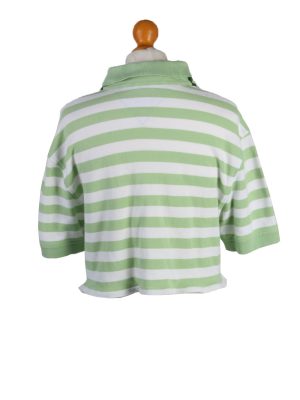 Vintage Tommy Hilfiger Womens Croped Top Polo Shirt Short Sleeve M Green CRTOP02-132214