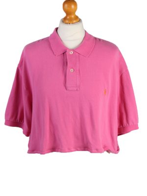 Vintage Ralph Lauren Womens Croped Top Polo Shirt Short Sleeve XL Pink CRTOP04-0