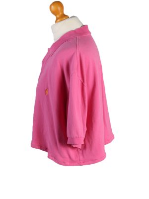Vintage Ralph Lauren Womens Croped Top Polo Shirt Short Sleeve XL Pink CRTOP04-132221