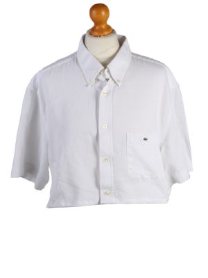 Vintage Lacoste Womens Croped Top Shirt Short Sleeve 46 White CRTOP06-0