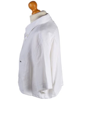Vintage Lacoste Womens Croped Top Shirt Short Sleeve 46 White CRTOP06-132229
