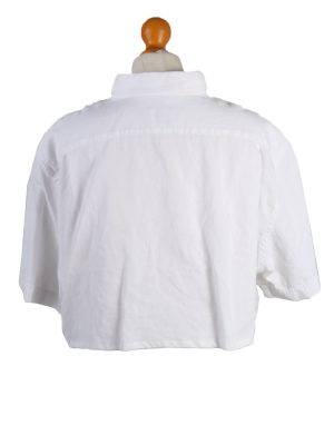 Vintage Lacoste Womens Croped Top Shirt Short Sleeve 46 White CRTOP06-132230