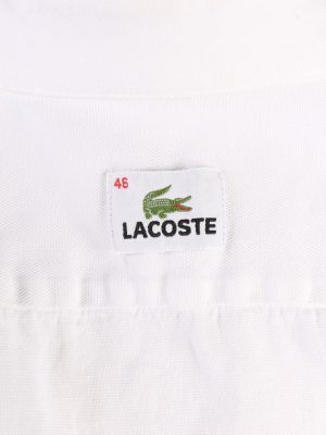Vintage Lacoste Womens Croped Top Shirt Short Sleeve 46 White CRTOP06-132231