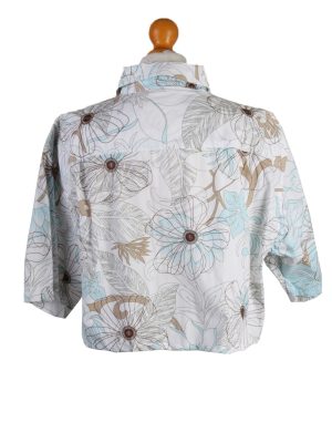 Vintage Tout Simplement Womens Croped Top Shirt Short Sleeve XL Multi CRTOP12-132254