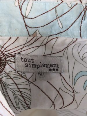 Vintage Tout Simplement Womens Croped Top Shirt Short Sleeve XL Multi CRTOP12-132255