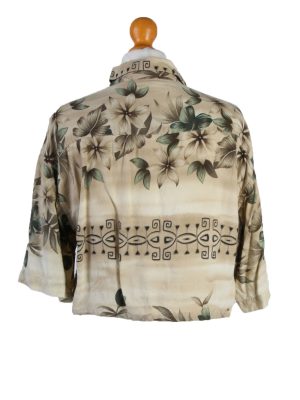 Vintage Campia Moda Womens Croped Top Shirt Short Sleeve M Cream CRTOP16-132270