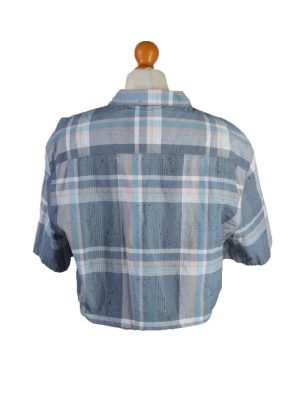 Vintage Calvin Klein Womens Croped Top Shirt Short Sleeve XL Blue CRTOP18-132278