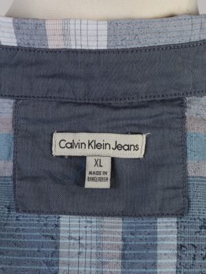 Vintage Calvin Klein Womens Croped Top Shirt Short Sleeve XL Blue CRTOP18-132279