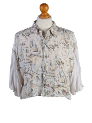 Vintage Ralph Lauren Womens Croped Top Shirt Short Sleeve L Beige CRTOP24-0