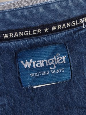 Vintage Wrangler Womens Croped Top Shirt Long Sleeve Chest 54" Blue CRTOP26-132311