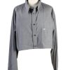 Vintage Mustang Womens Croped Top Shirt Long Sleeve XXL Grey CRTOP27-0