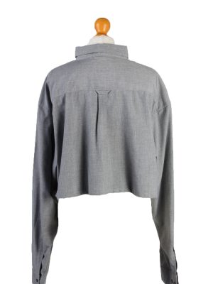 Vintage Mustang Womens Croped Top Shirt Long Sleeve XXL Grey CRTOP27-132314