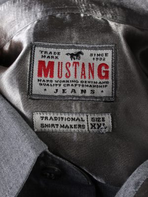 Vintage Mustang Womens Croped Top Shirt Long Sleeve XXL Grey CRTOP27-132315