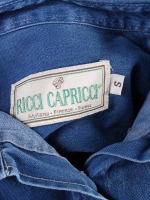 Vintage Ricci Capricci Womens Croped Top Denim Shirt Long Sleeve S Mid Blue CRTOP30-132327