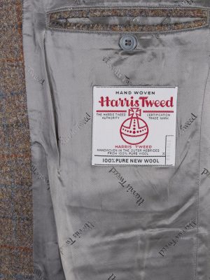 Vintage Harris Tweed Walbusch Classic Windowpane Blazer Jacket Chest 47" Brown HT2801-130949