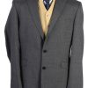 Mens Blazer Jacket Lined 100% Wool Slim Fit Size 44R Grey HT2839-0