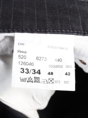 Vintage Mustang Sissy Mid Waist Striped Womens Lightweight Jeans W34 L33 Black J5028-130490