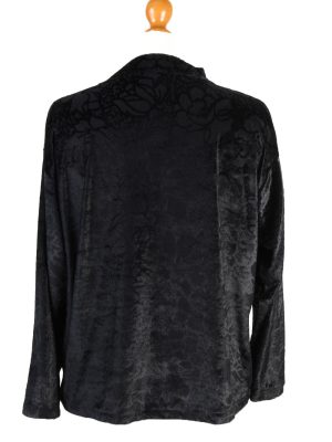Vintage Sweet Valley Womens Velvet Blouse Top Long Sleeve Size S Black LB318-131685