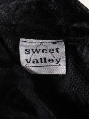 Vintage Sweet Valley Womens Velvet Blouse Top Long Sleeve Size S Black LB318-131686